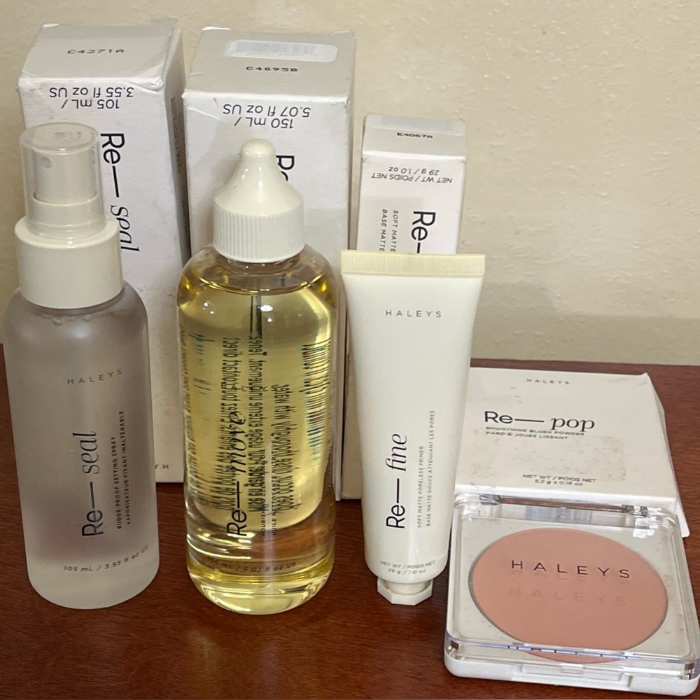 Haleys setting spray cleansing oil primer and blush lot beauty bundle